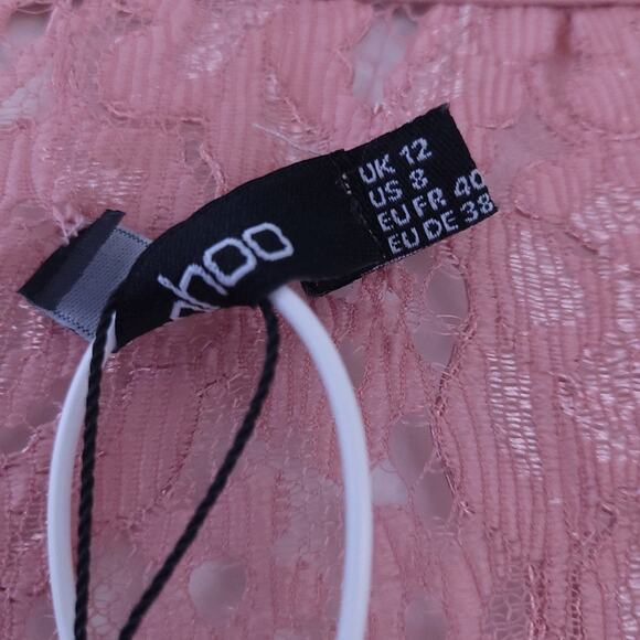 New BooHoo Lace Dress Size 8 Blush Pink Long Sleeve Boho Balletcore Romantic - Picture 5 of 7